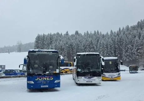 Coaches in snow
