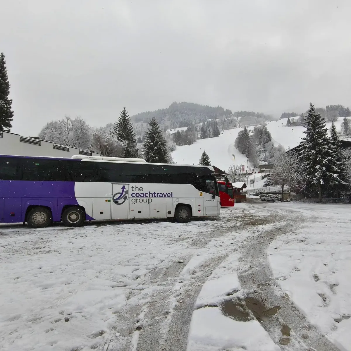 Coach driving away